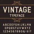 Vintage alphabet vector font with distressed overlay texture.