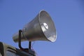 Vintage, aluminum  loudspeaker on clear sky background Royalty Free Stock Photo
