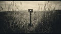 Vintage Ambrotype Style Photo: Telephone Pole In Tall Grass Royalty Free Stock Photo