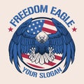 Vintage American Bald Eagle Tshirt Design Template Royalty Free Stock Photo