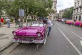 Vintage American cars near Central Park, Havana, Cuba #3 Royalty Free Stock Photo