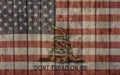 Vintage american flag and dont tread on me flag Royalty Free Stock Photo