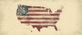 Vintage American Flag on Map - Minimalist Iowa Focus. Concept Vintage Theme, American Flag, Royalty Free Stock Photo