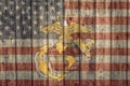 Vintage american flag and marine corps insignia Royalty Free Stock Photo