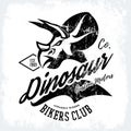 Vintage American furious dinosaur bikers club tee print vector design