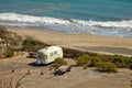 Vintage american mobile home on a camping site