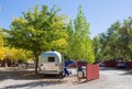 Vintage American mobile home on a camping site