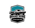 Vintage American Muscle Car Vector Silhouette Logo isolated best white background for badge, emblem Royalty Free Stock Photo