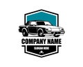 Vintage American Muscle Car Vector Silhouette Logo isolated best white background for badge, emblem Royalty Free Stock Photo