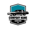 Vintage American Muscle Car Vector Silhouette Logo isolated best white background for badge, emblem Royalty Free Stock Photo