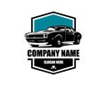 Vintage American Muscle Car Vector Silhouette Logo isolated best white background for badge, emblem, icon Royalty Free Stock Photo