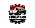 Vintage American Muscle Car Vector Silhouette Logo isolated best white background for badge, emblem Royalty Free Stock Photo