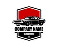 Vintage American Muscle Car Vector Silhouette Logo isolated best white background for badge, emblem Royalty Free Stock Photo