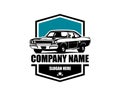 Vintage American Muscle Car Vector Silhouette Logo isolated best white background for badge, emblem, icon Royalty Free Stock Photo