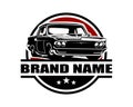 Vintage American Muscle Car Vector Silhouette Logo isolated best white background for badge, emblem Royalty Free Stock Photo