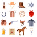 Vintage American old western designs sign and graphics cowboy vector icons. Royalty Free Stock Photo