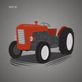 Vintage american tractor vector illustration. Retro agricultural machine. Royalty Free Stock Photo