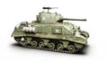 Vintage American World War 2 armored medium combat tank on a white background. WWII