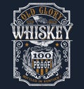 Vintage Americana Whiskey Label T-shirt Graphic Royalty Free Stock Photo