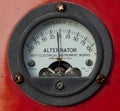 Vintage ampermeter on red panel Royalty Free Stock Photo