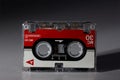 vintage analog audio micro cassette with transparent case Royalty Free Stock Photo