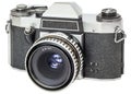 Vintage Analog 35 mm Single Lens Reflex Camera Isolated On White Background