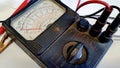 Vintage old analog volt meter scale of measurement device,selective focus Royalty Free Stock Photo