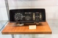 Vintage analogue dashboard of an old Volvo car..