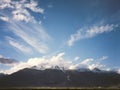 Vintage analogue film photo of Zanskar valley with high mountains