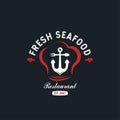 Vintage Anchor Restaurant Logo. With anchor, spoon, fork, fish, and seafood icon. Premium and luxury logo design