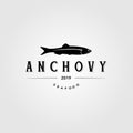 Vintage anchovy fish logo label emblem packaging vector icon seafood design Royalty Free Stock Photo