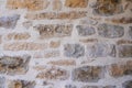 Vintage ancient facade stones Brick background ancient Stone facade restored wall retro Royalty Free Stock Photo