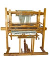 Vintage ancient wooden loom isolated over white Royalty Free Stock Photo