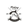 Vintage Angler Fishing Emblem Logo design vector