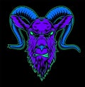 Vintage angry goat head colorful concept