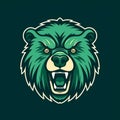 Vintage Angry Green Bear Logo With Multilayered Realism