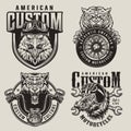 Vintage animals bikers mascots labels