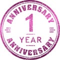 Vintage anniversary 1 year round grunge round stamp. Retro style