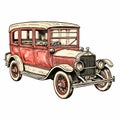 Vintage Antique American Car Vector - Charming Character Illustrations