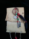 Vintage antique authentic Native American medicine pouch beads leather hair