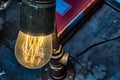 Vintage Antique Edison Light Bulb Fixture Royalty Free Stock Photo