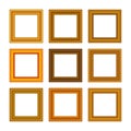 Vintage antique gold beautiful rectangular frames. Set of squared golden vintage wooden frame for your design. Vintage Royalty Free Stock Photo