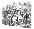 Vintage Drawing of Biblical Story of Israelites Attacking City of Jericho Royalty Free Stock Photo