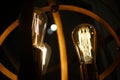 Vintage antique light bulbs in the dark