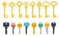 Vintage antique and modern keys flat simple icons Royalty Free Stock Photo
