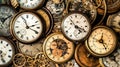 Vintage Antique pocket watch on the background of the old clock. Generative AI Royalty Free Stock Photo