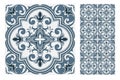 Vintage antique Portuguese seamless design patterns tiles in Vector illustration