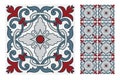 Vintage antique Portuguese seamless design patterns tiles in Vector illustration