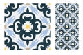 Vintage antique Portuguese seamless design patterns tiles in Vector illustration Royalty Free Stock Photo