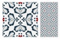 Vintage antique Portuguese seamless design patterns tiles in Vector illustration Royalty Free Stock Photo